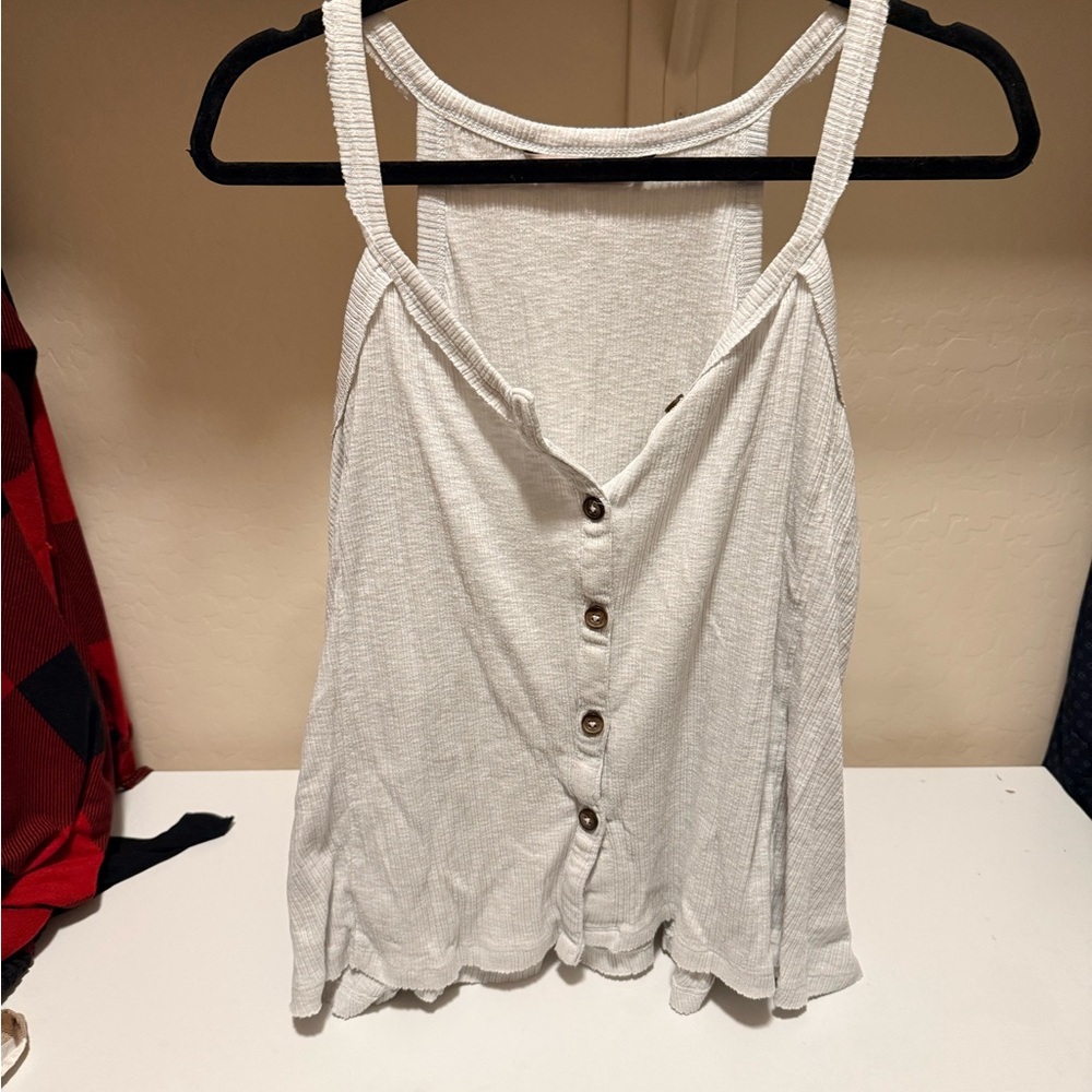 SO White Button-Front Tank Top